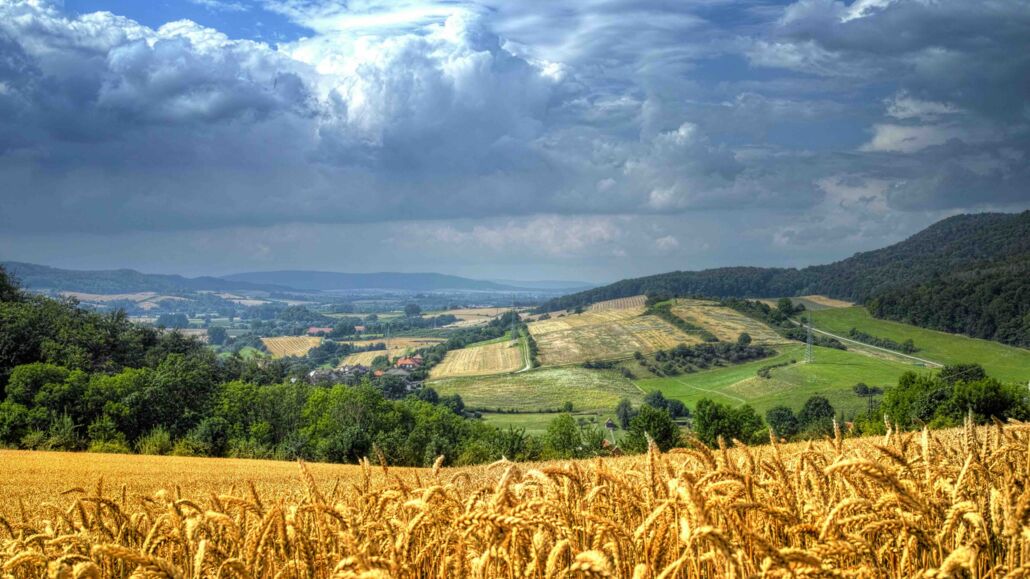 Blick auf die Landschaft des Weserberglands